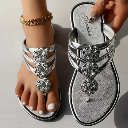 Women's Floral Embellished Flat Sandals