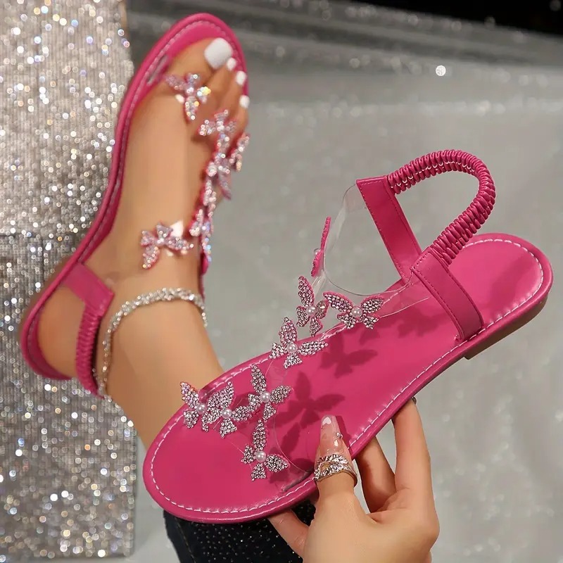 Elegant Rhinestone Butterfly Sandals