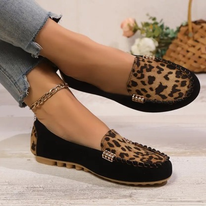 Women's Leopard Print Patchwork Loafers