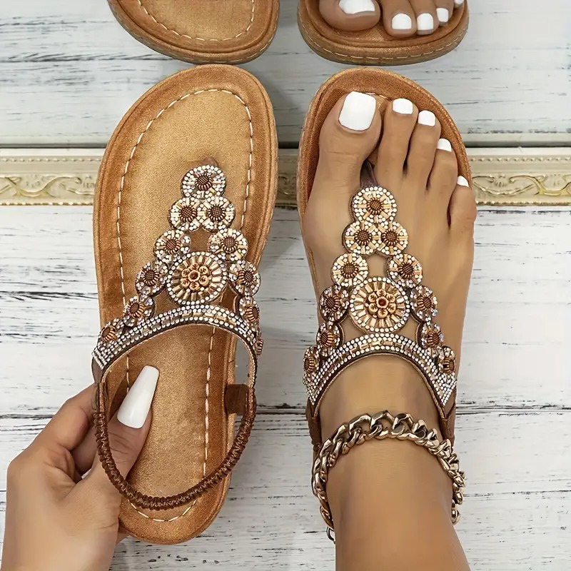 Floral Embellished Flat Sandals
