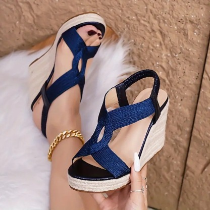 Women's Metallic Accent Woven Platform Sandals