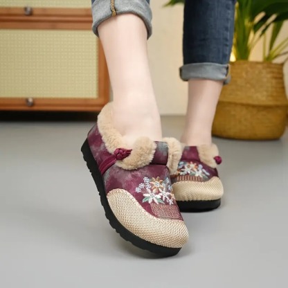 Women's Ethnic Floral Slip-On Boots