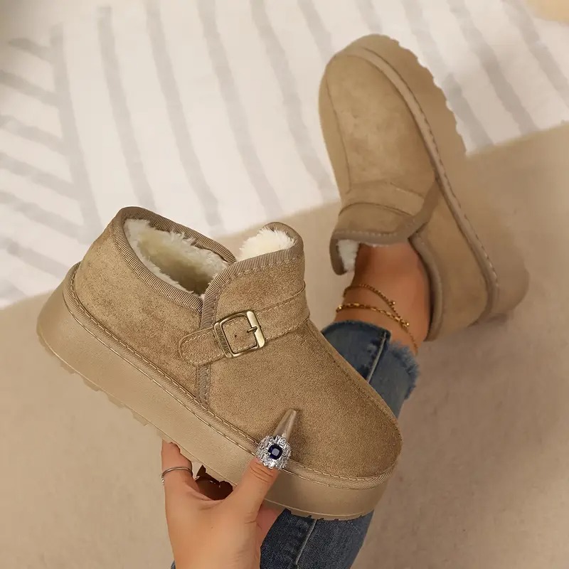 Women's Buckle Strap Winter Boots