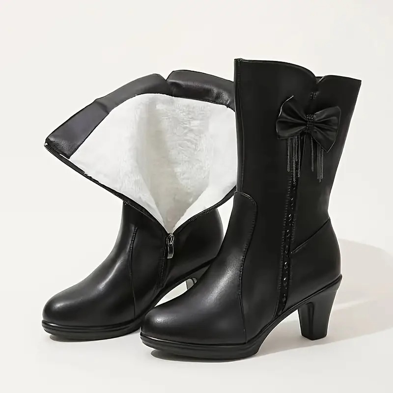 Women's Bowknot Chunky Heel Boots
