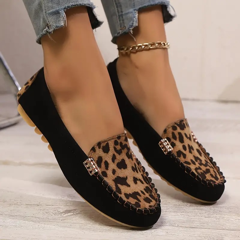 Women's Leopard Print Patchwork Loafers