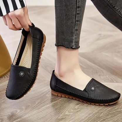 Women's Leather Solid Color Flat Loafers