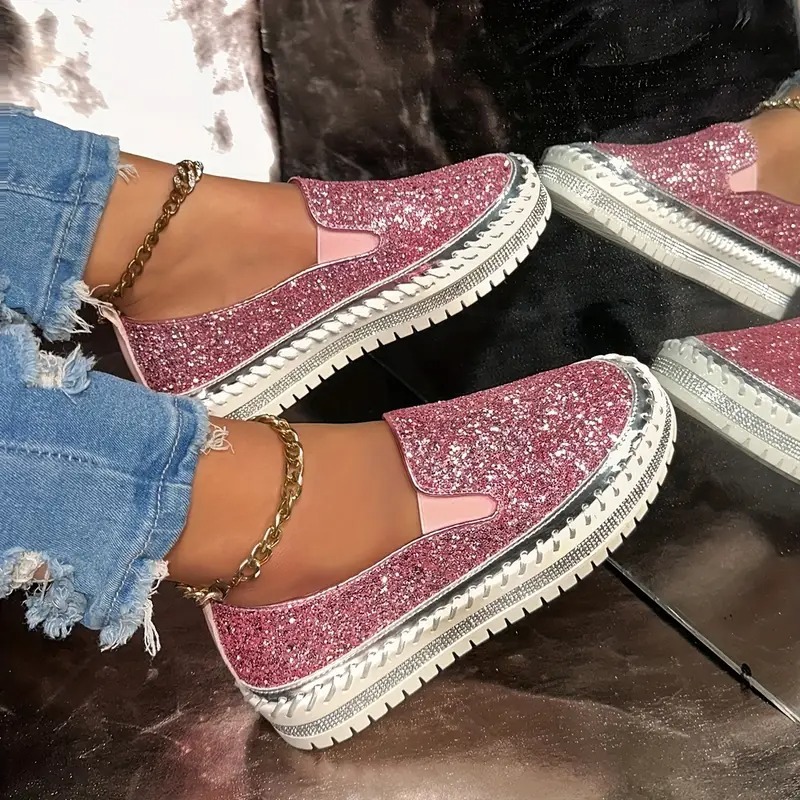 Women's Elegant Sequin Slip-On Loafers
