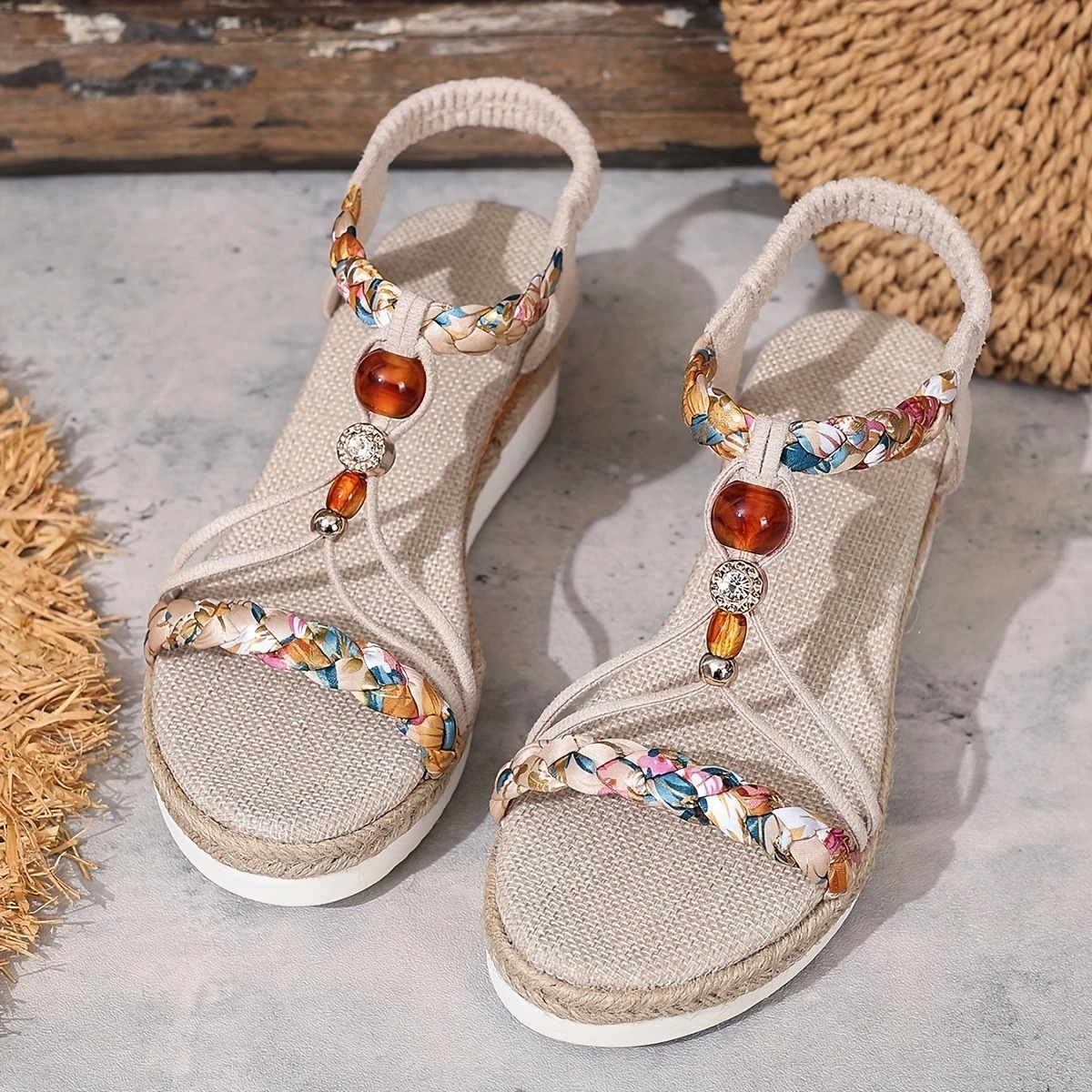 Bohemian Espadrille Wedge Sandals