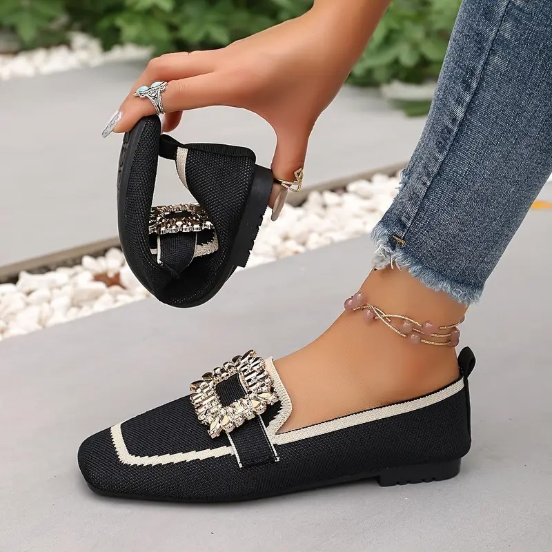Women's Elegant Crystal Slip Flats