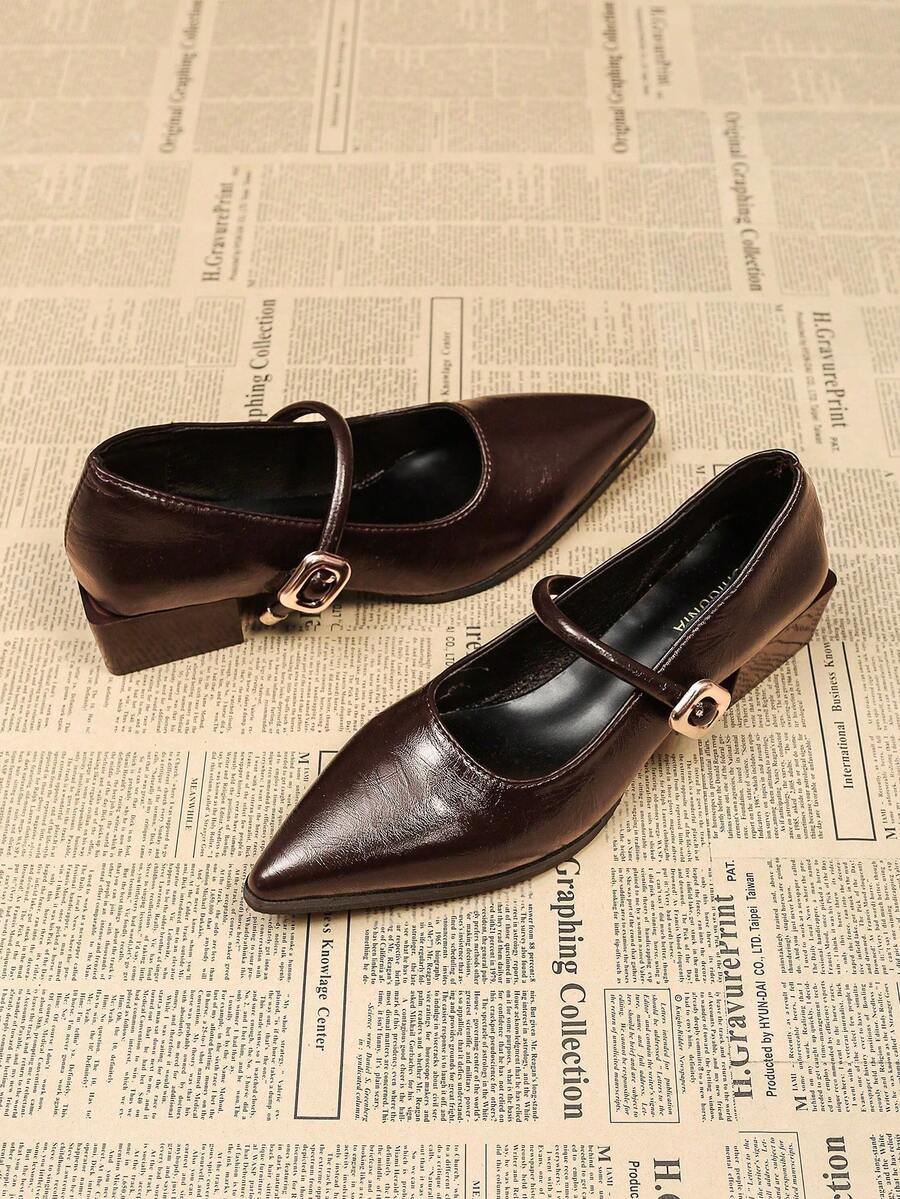 New French Pointed Toe Mary Jane Pumps