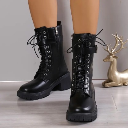 Women's Chunky Heeled Mid Calf Boots