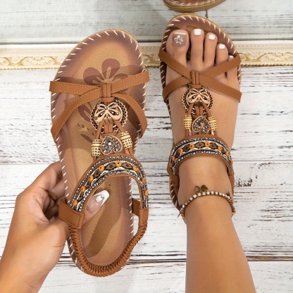 Women's Rhinestone Butterfly Flat Sandals