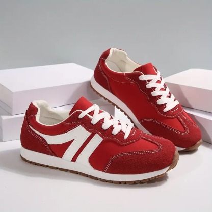 Solid Color Low Top Lace-up Sneakers