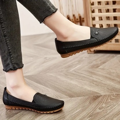 Women's Leather Solid Color Flat Loafers