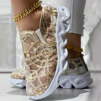 Women's Glitter Mesh Casual Sneakers