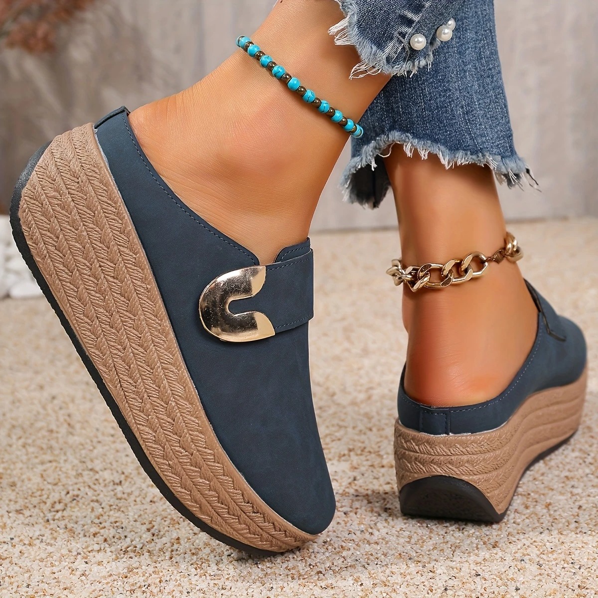 Women's Thick Platform Half-Slip Sandals