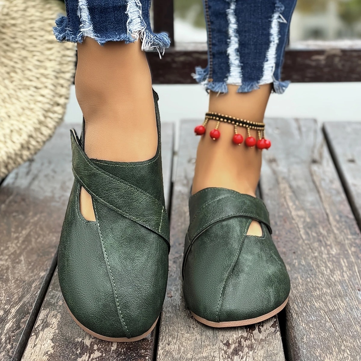 Women's Leather Velcro Comfort Shoes