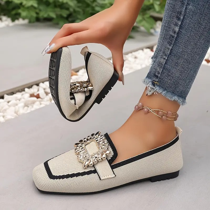 Women's Elegant Crystal Slip Flats