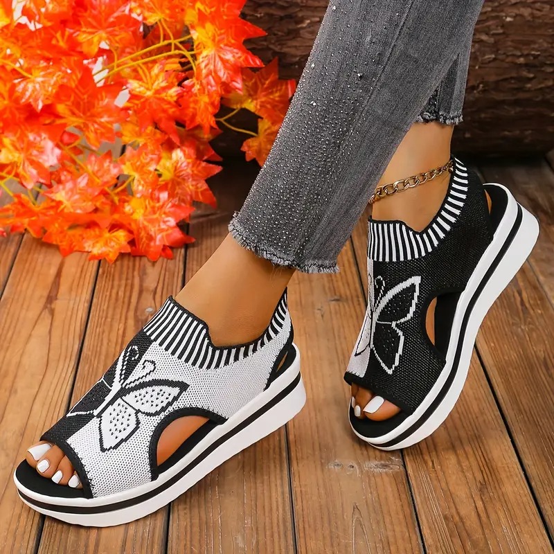 Breathable Butterfly Print Sandals