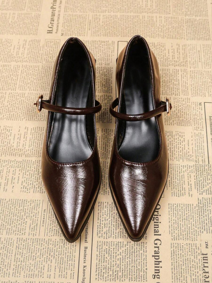 New French Pointed Toe Mary Jane Pumps