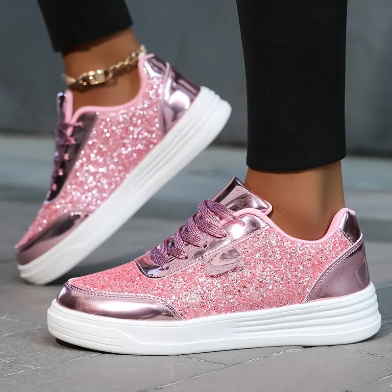 Sequined Flat-soled Casual Sneakers