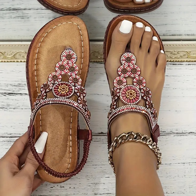 Floral Embellished Flat Sandals
