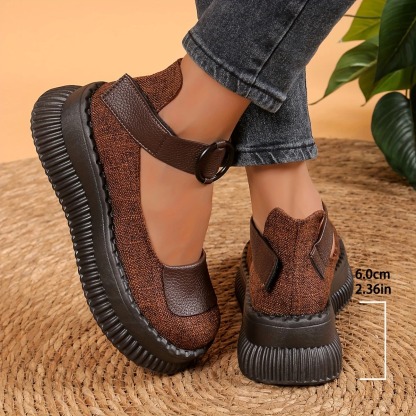 Retro Style Leather Wedge Loafers