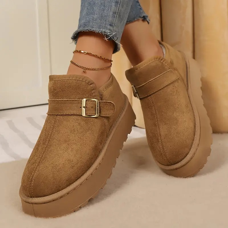 Women's Buckle Strap Winter Boots
