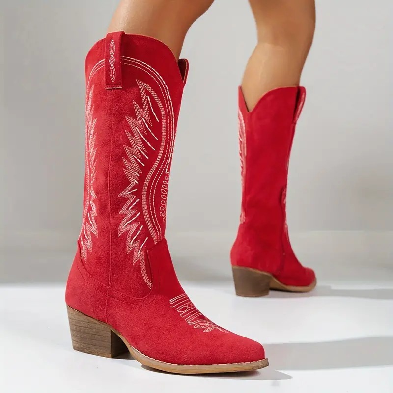 Womens Chunky Heel Cowboy Boots
