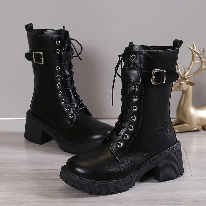 Women's Chunky Heeled Mid Calf Boots