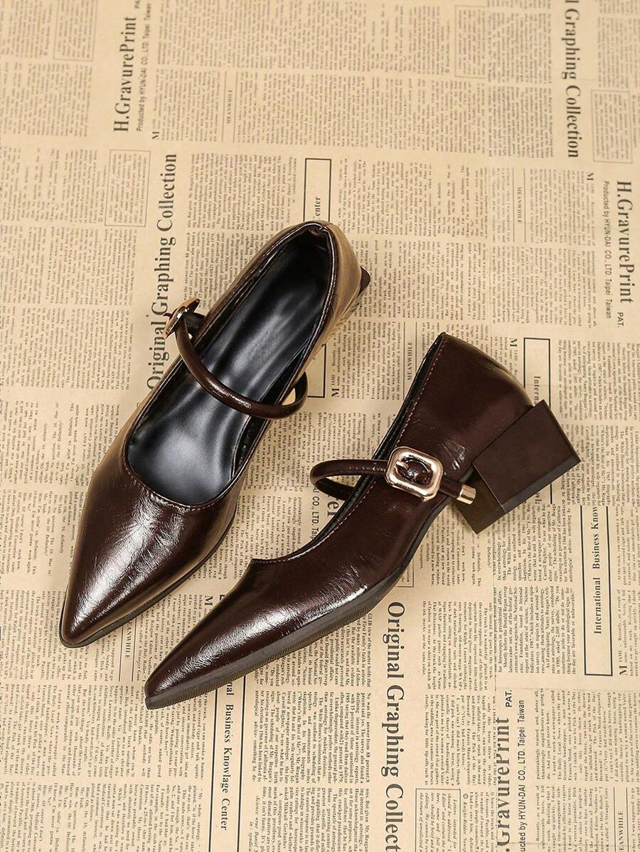 New French Pointed Toe Mary Jane Pumps