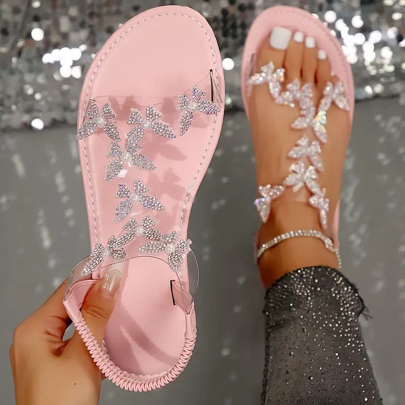 Elegant Rhinestone Butterfly Sandals