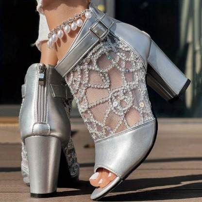 Sparky Fish Mouth Chunky Heel Sandals