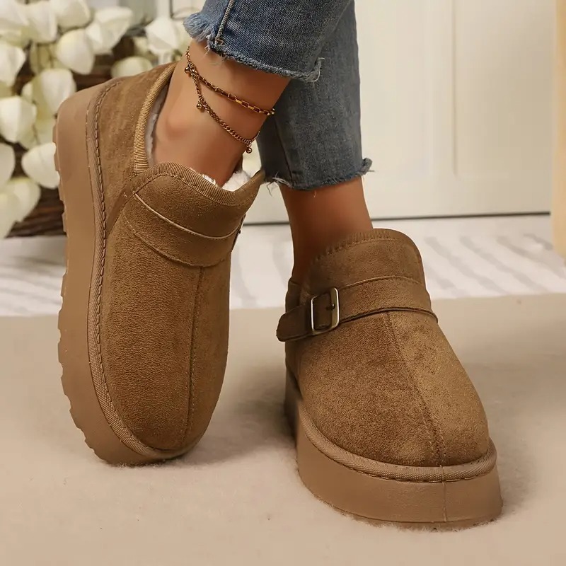 Women's Buckle Strap Winter Boots