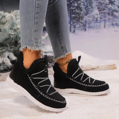 Women's Fluffy Plush Patchwork Boots