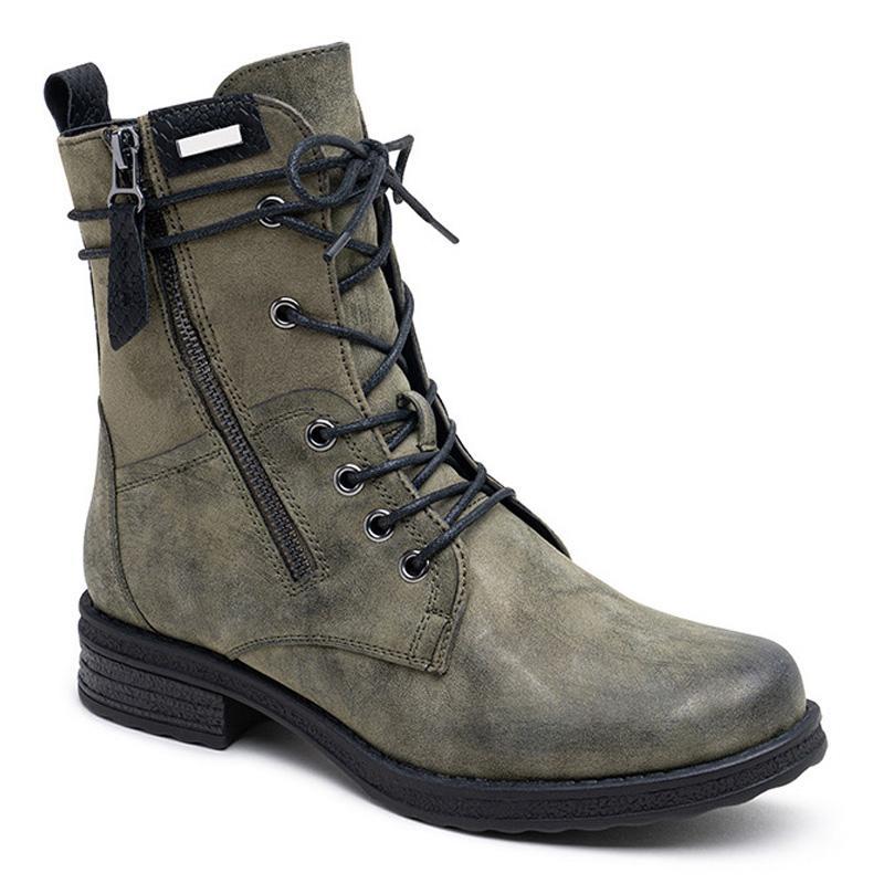 Ladies Zip Warm Lined Lace Up Comfy Winter Ankle Boots