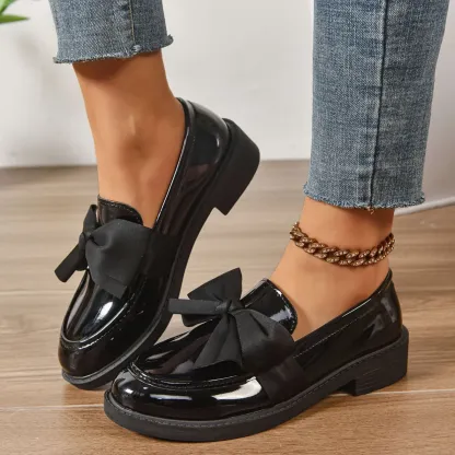 Black Ladies Casual Leather Shoes