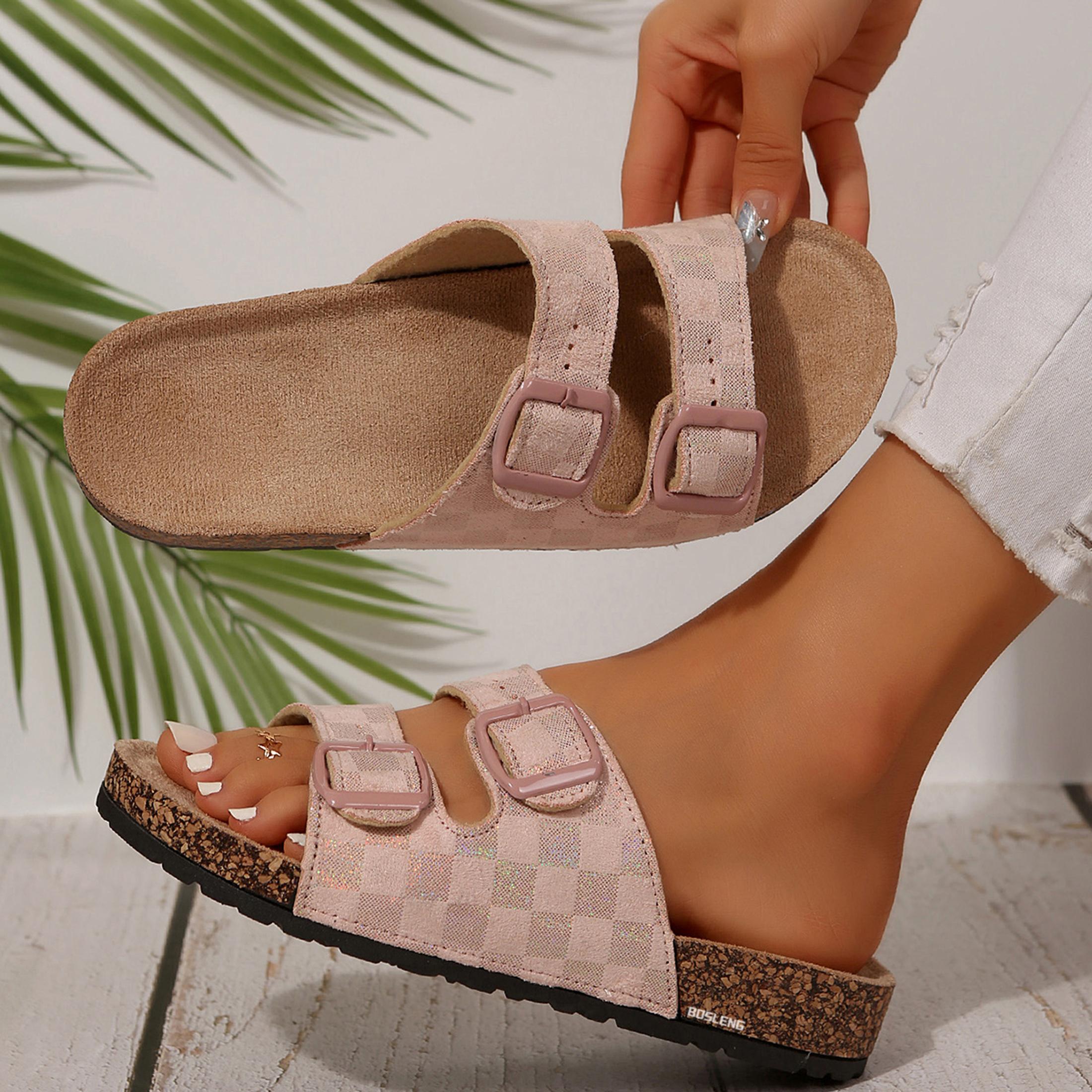 Women's Chic Checkered Slide Sandals