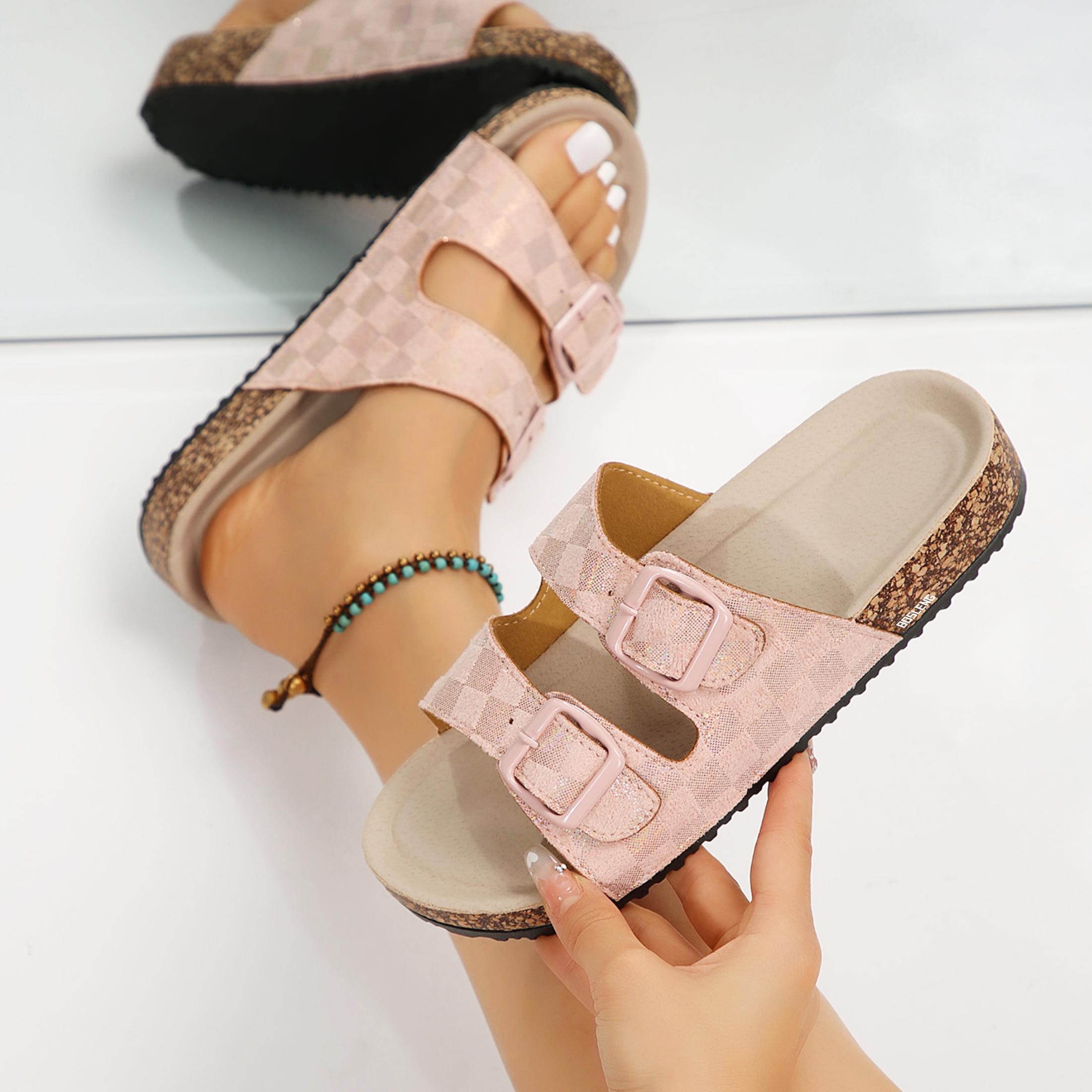 Women's Chic Checkered Slide Sandals