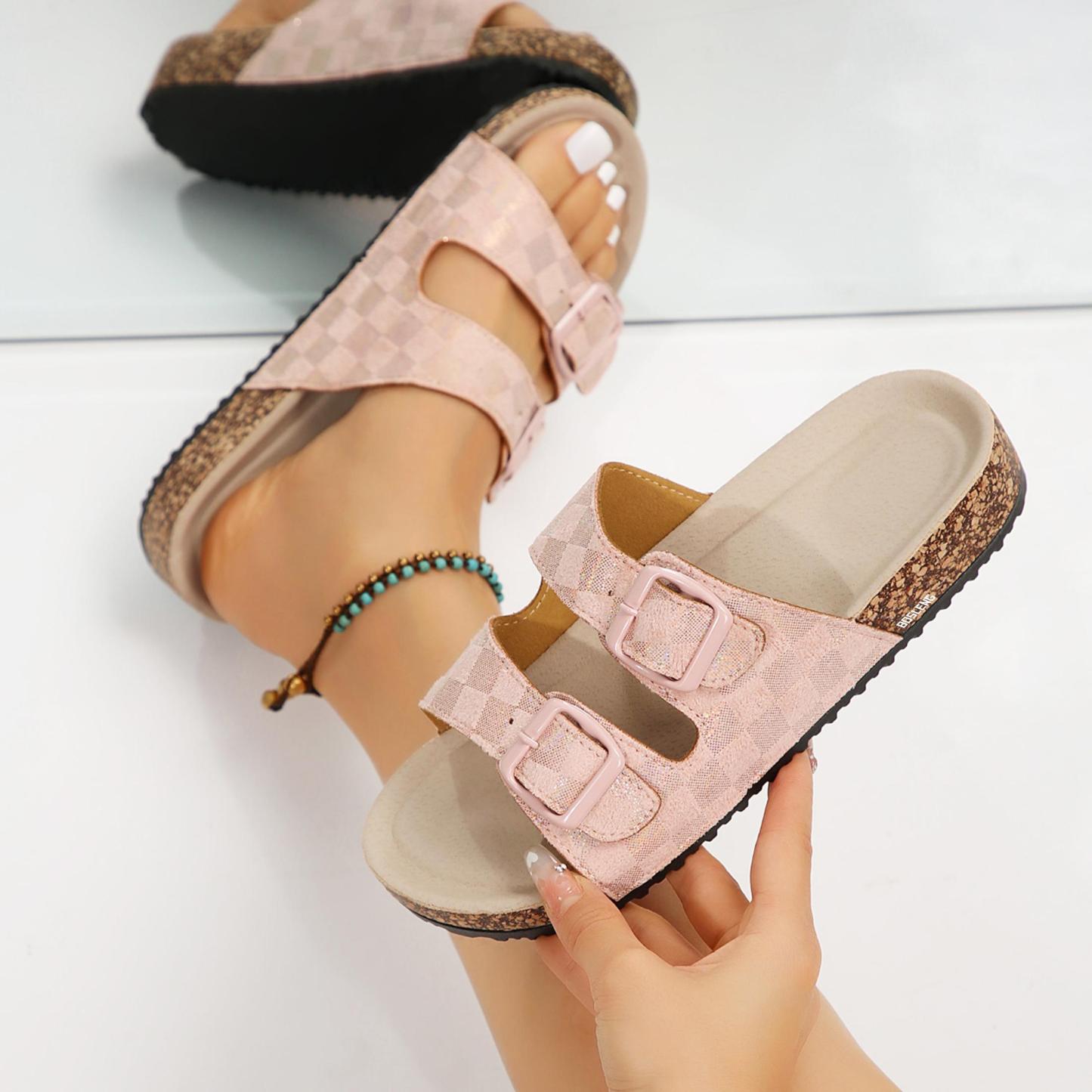 Women's Chic Checkered Slide Sandals