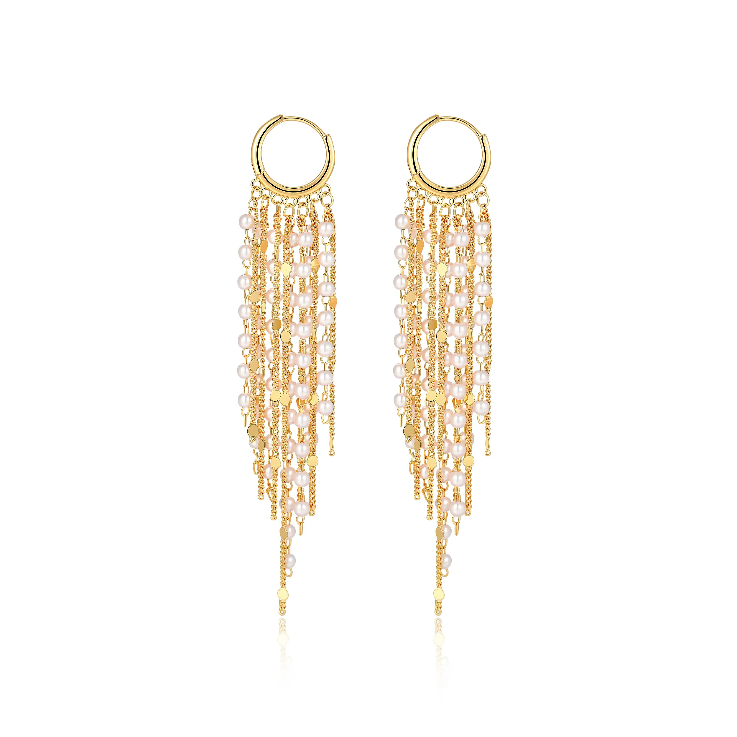 14K Gold Plated Long Tassel Earrings for Women