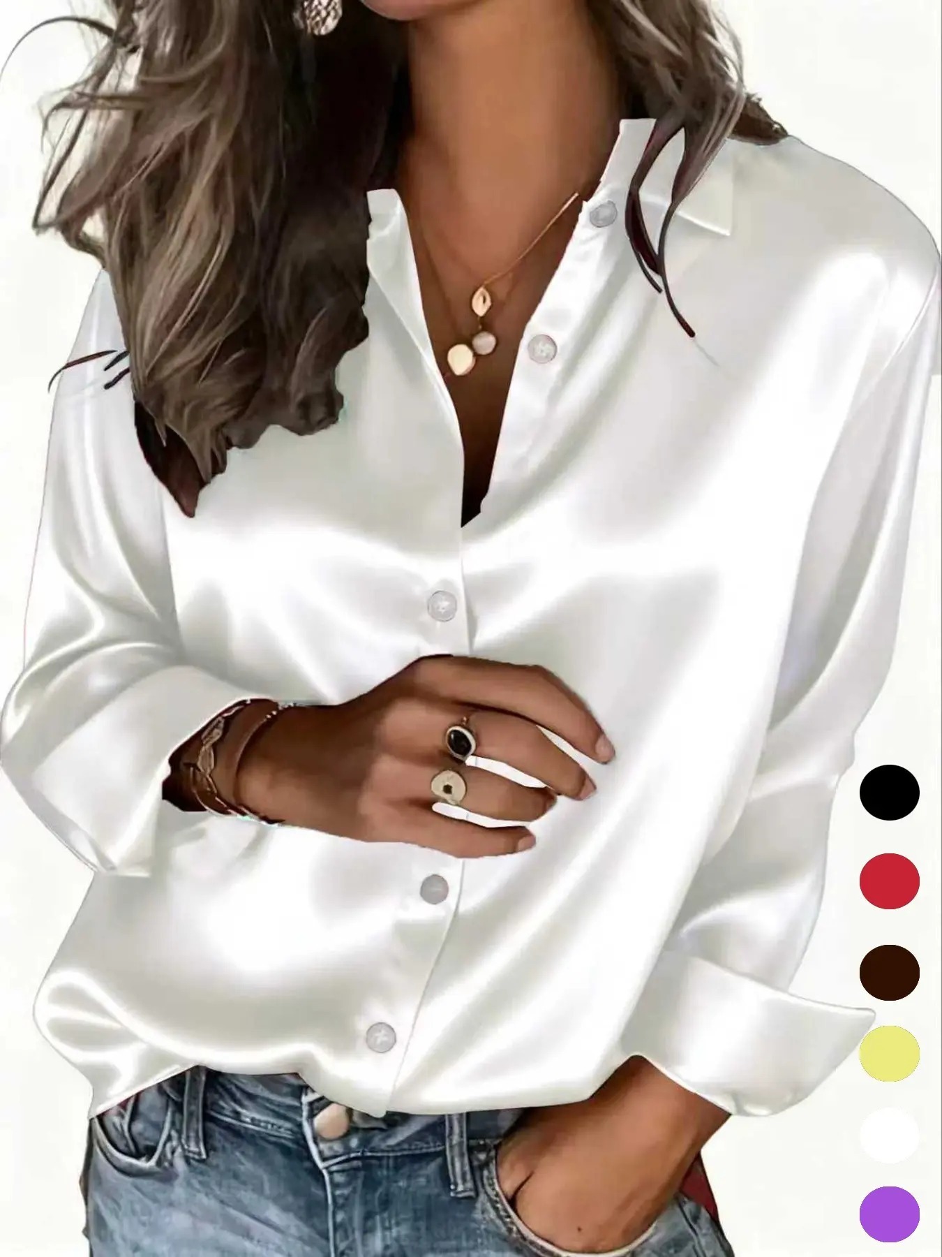 Women's All Seasons Glossy Satin Shirt