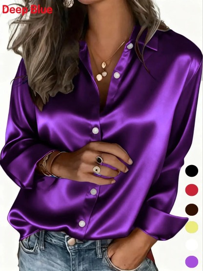 Women's All Seasons Glossy Satin Shirt