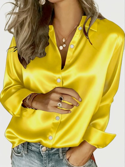 Women's All Seasons Glossy Satin Shirt