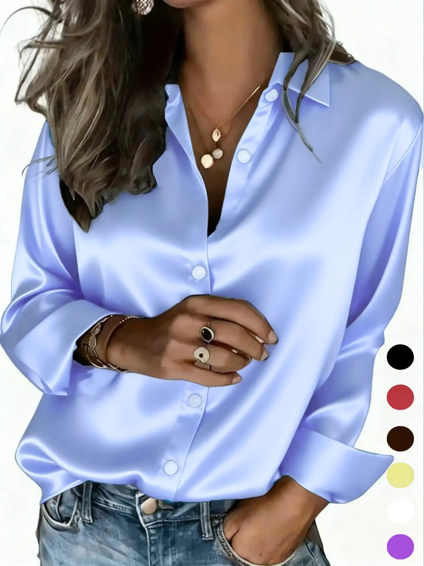 Women's All Seasons Glossy Satin Shirt