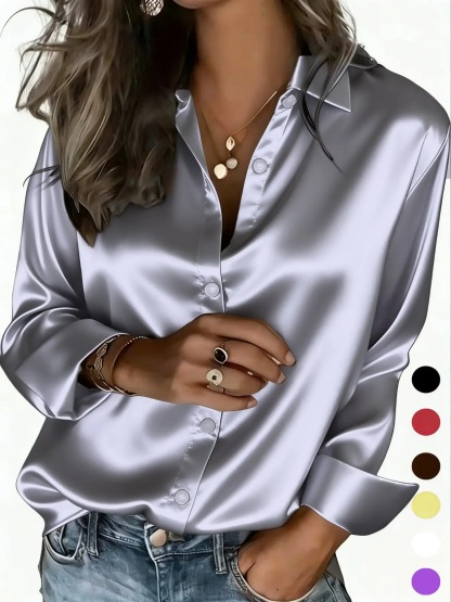 Women's All Seasons Glossy Satin Shirt