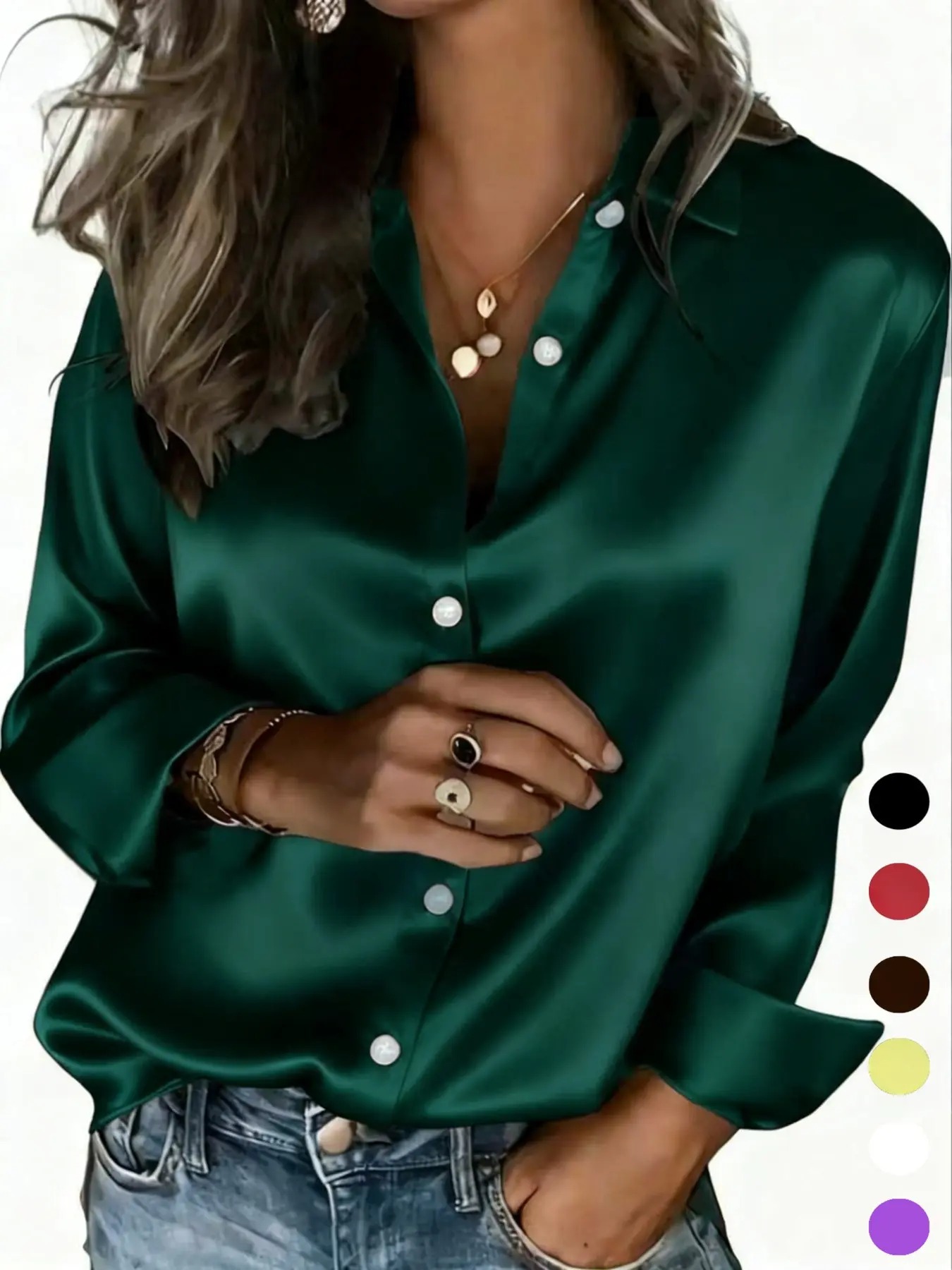 Women's All Seasons Glossy Satin Shirt