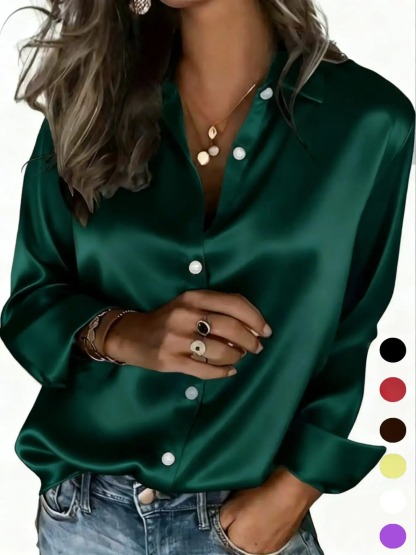 Women's All Seasons Glossy Satin Shirt