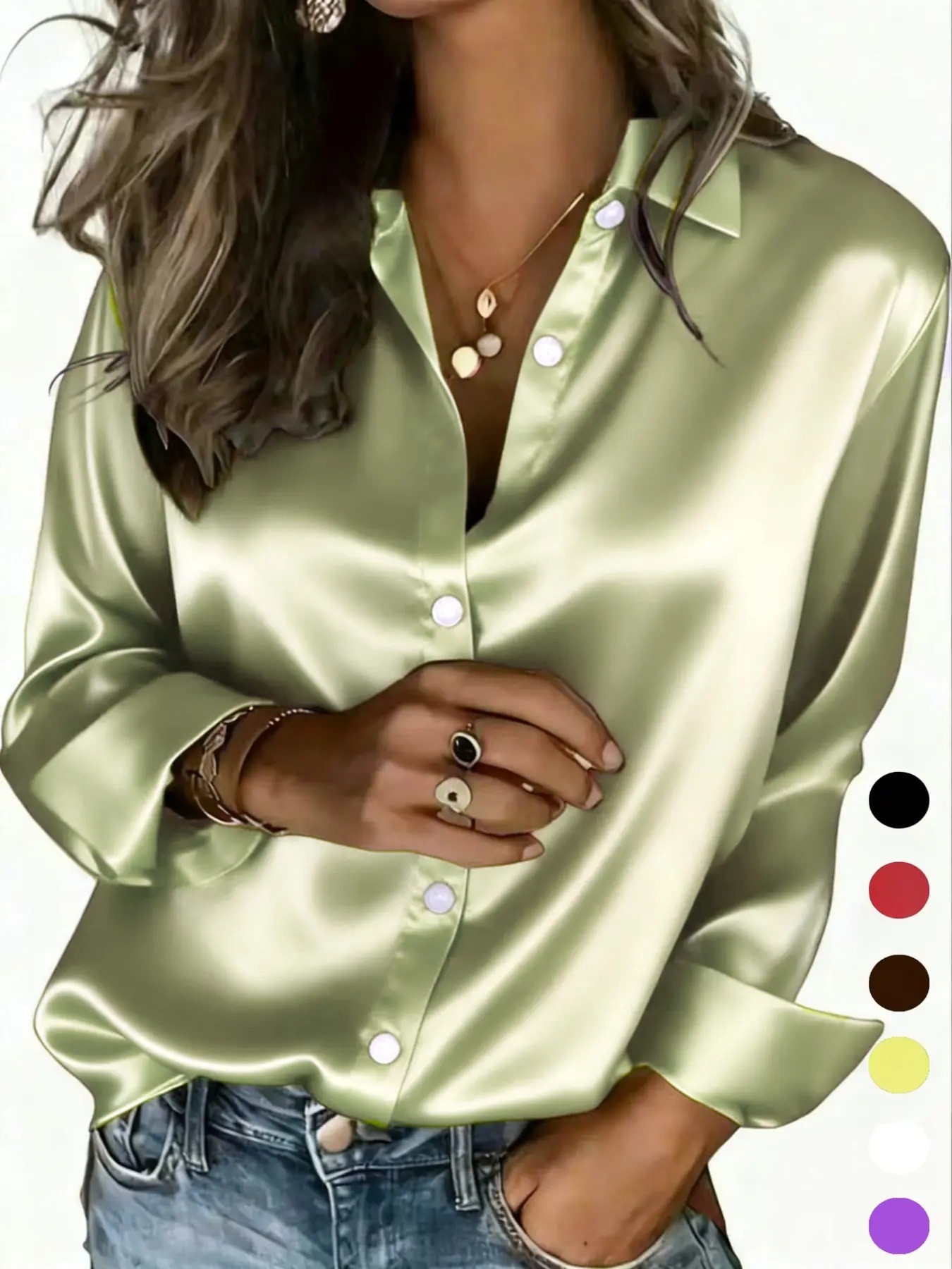 Women's All Seasons Glossy Satin Shirt
