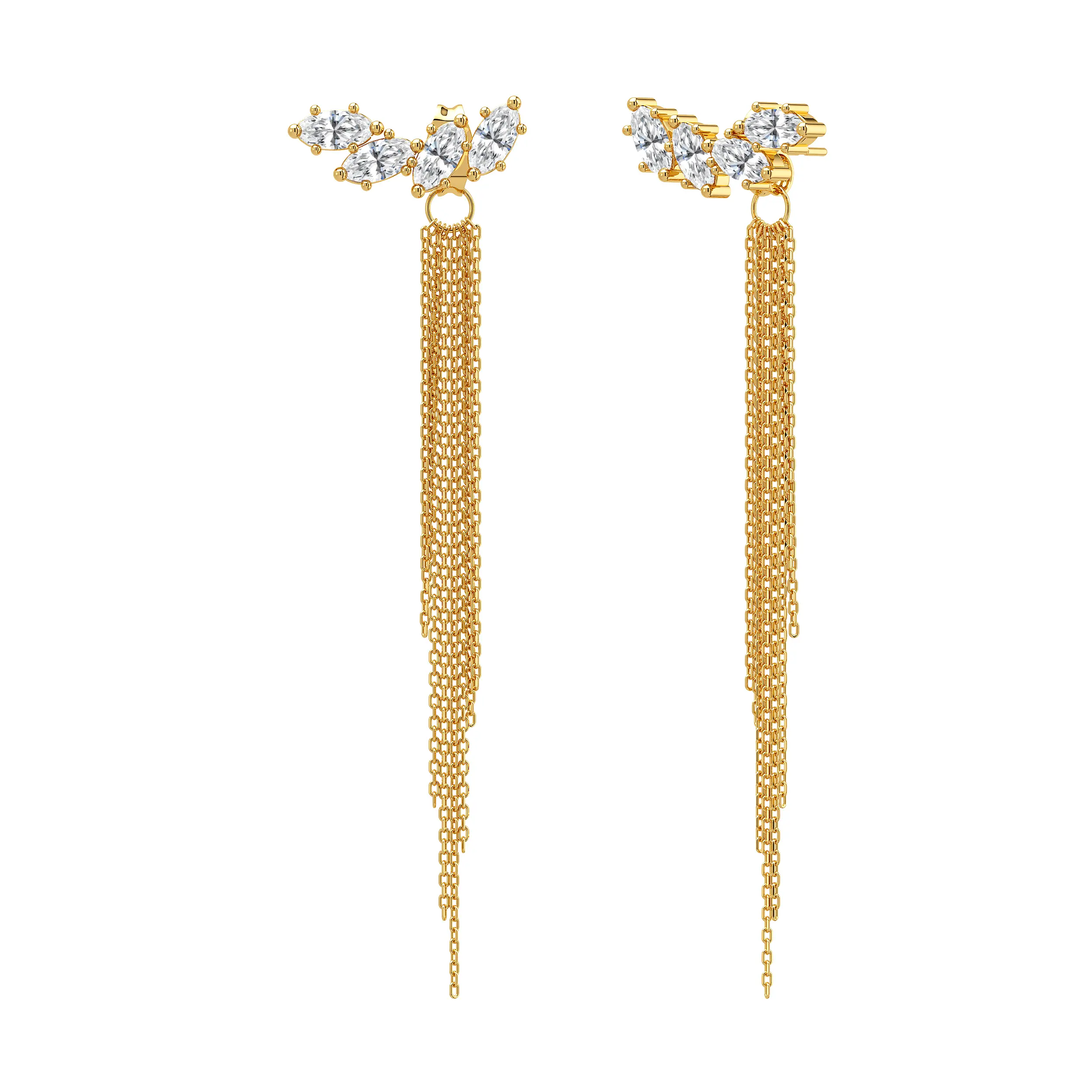 14K Gold Plated Long Tassel Earrings for Women